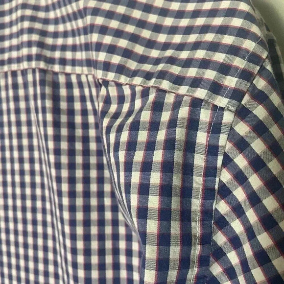 J. Crew Performance Slim Button Down Shirt Blue Red Gingham Cotton Men’s Size L - Picture 7 of 10